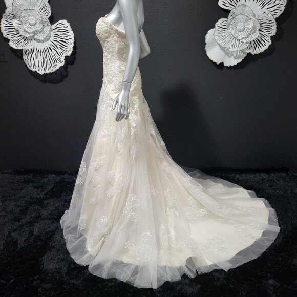 NWT~$1350~CASABLANCA~6/8~IVORY LACE EMBELLISHED STRAPLESS WEDDING DRESS GOWN - Picture 8 of 16